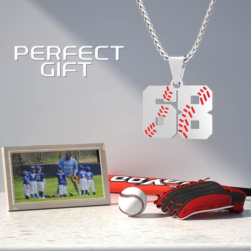 Wikavanli Personalized Baseball Jersey Number 00-99 Necklace - Stainless Steel Baseball Chain Pendant Necklace - Team Jewelry Gift for Boys, Girls, Men, Women - Image 4